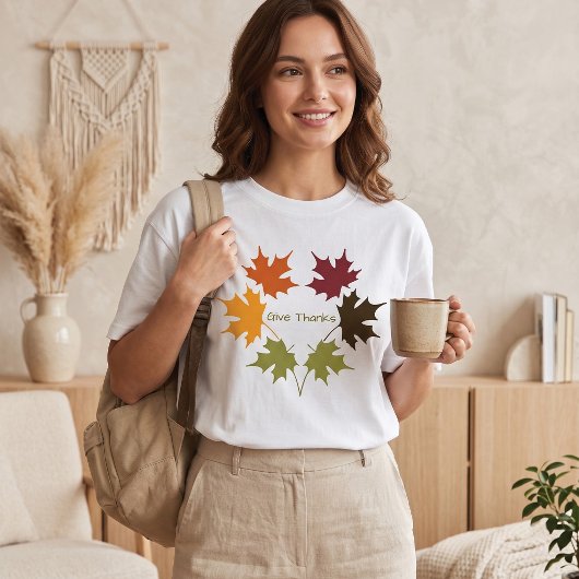 カラフルな秋のモミジ 感謝の気持ち Tシャツ