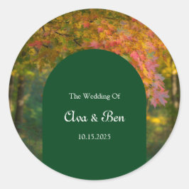 カラフルな秋の日の結婚式 ラウンドシール