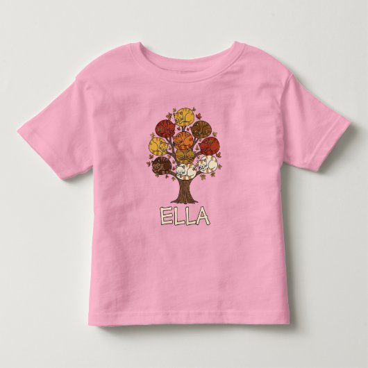 カラフルな秋の猫の木 トドラーTシャツ (正面)