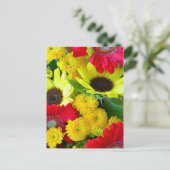 カラフルな秋の花束 ポストカード (スタンド正面)