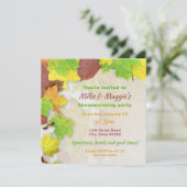 カラフルな秋の落ち葉のプリント引越し祝い 招待状 (スタンド正面)