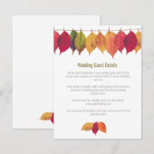 カラフルな秋の落ち葉 ウェディングゲストの詳細 エンクロージャーカード (正面/裏面)