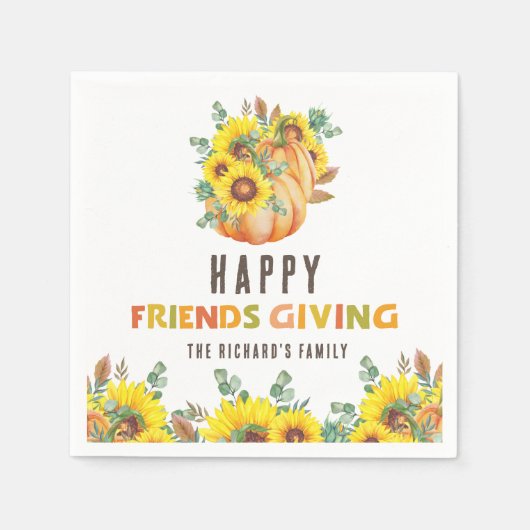 カラフルな秋の雰囲気の感謝祭ディナーパーティー スタンダードカクテルナプキン (正面)