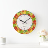 カラフルな秋はパターン葉が出ます ラージ壁時計 (ホーム)