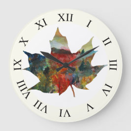 カラフルな秋、葉のアート壁時計 ラージ壁時計