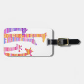 カラフルな種族のプリントのキリンのシルエット ラゲッジタグ (正面横)