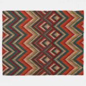 カラフルな種族の雷鳥によってシェブロン編まれるパターン フリースブランケット (正面(横))