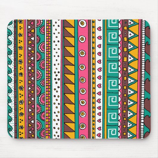 カラフルな種族パターン マウスパッド (正面)
