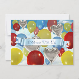 カラフルな空の風船　カスタマイズできる招待状 招待状