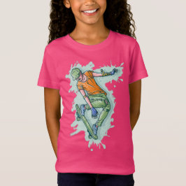カラフルな空飛ぶスケーター、面白いイラスト Tシャツ
