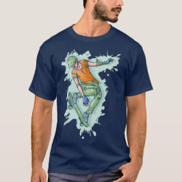 カラフルな空飛ぶスケーター、面白いイラスト Tシャツ