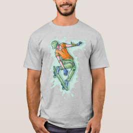 カラフルな空飛ぶスケーター、面白いイラスト Tシャツ
