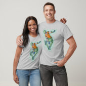 カラフルな空飛ぶスケーター、面白いイラスト Tシャツ (ユニセックス)