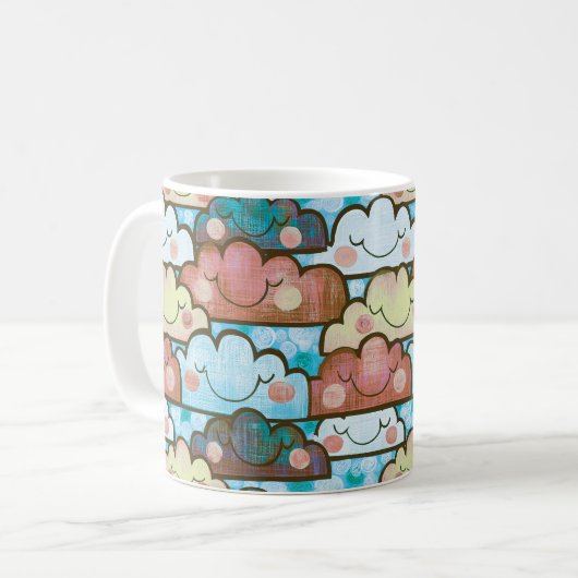 カラフルな笑顔の雲 コーヒーマグカップ (正面左)