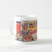 カラフルな第二次世界大戦時代のシリアル食品の新聞広告 コーヒーマグカップ (正面左)