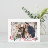 カラフルな筆記体カリグラフィー2写真ハッピーホリデーカード シーズンカード (スタンド正面)