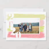 カラフルな筆跡 現代フォト 新年カード カード (正面)