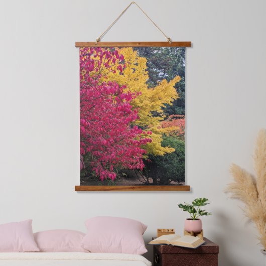 カラフルな紅葉の植物画 吊り下げ型タペストリー (寝室)