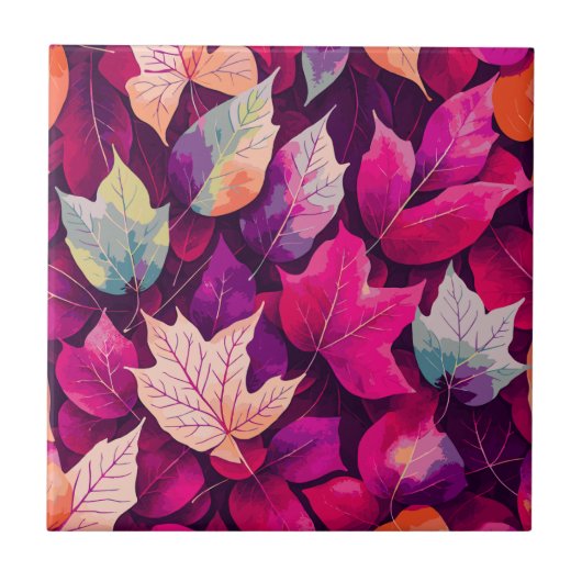 カラフルな紅葉模様 タイル (正面)
