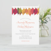 カラフルな紅葉 ミニマル ウェディング セレモニー 招待状 (スタンド正面)