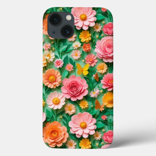 カラフルな紙の花と蝶々 Case-Mate iPhoneケース (裏面)