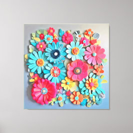 カラフルな紙の花のアート キャンバスプリント