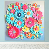 カラフルな紙の花のアート キャンバスプリント (インサイチュ (ウッドフロア))