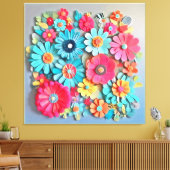 カラフルな紙の花のアート キャンバスプリント (インサイチュ (リビング))