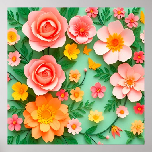 カラフルな紙の花の装飾 ポスター (正面)