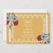 カラフルな紙の飾り ボタン ニカル ボタニカル フィエスタ スイート 16 メキシカン 招待状 (正面)