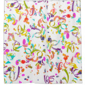 カラフルな紙吹雪のトスのアートワーク シャワーカーテン (正面)