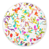 カラフルな紙吹雪のトスのアートワーク セラミックノブ (正面)