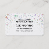 カラフルな紙吹雪の白の背景 名刺 (裏面)