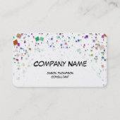 カラフルな紙吹雪の白の背景 名刺 (正面)