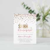 カラフルな紙吹雪Shhh… それはびっくりパーティです インビテーションポストカード (スタンド正面)