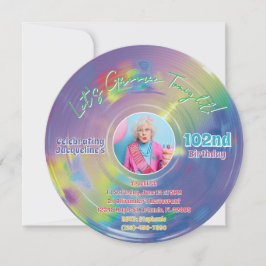 カラフルな紫色のビニールレコード 音楽の誕生日 招待状