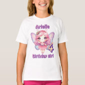カラフルな紫色の妖精の蝶の誕生日  Tシャツ (正面)