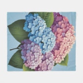 カラフルな紫陽花 フリースブランケット (正面(横))