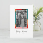 カラフルな結婚したての新婚夫婦の写真 シーズンカード (スタンド正面)