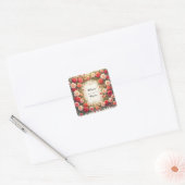 カラフルな結婚式の花輪 スクエアシール (封筒)