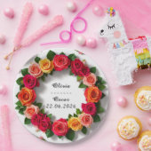カラフルな結婚式の花輪 ペーパープレート (パーティー)