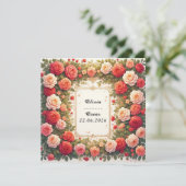 カラフルな結婚式の花輪 招待状 (スタンド正面)