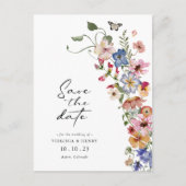 カラフルな結婚式のSave The Date ポストカード (正面)
