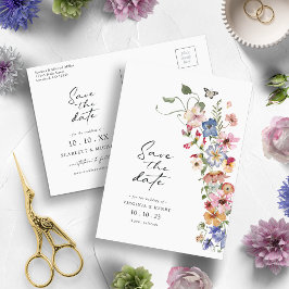 カラフルな結婚式のSave The Date ポストカード