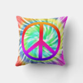 カラフルな絞り染めのピースサインの装飾用クッション クッション (裏面)