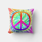 カラフルな絞り染めのピースサインの装飾用クッション クッション (正面)