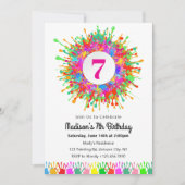 カラフルな絵の誕生日パーティー招待状 招待状 (正面)