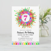 カラフルな絵の誕生日パーティー招待状 招待状 (スタンド正面)