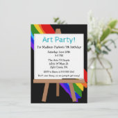 カラフルな絵画のパーティの招待状 招待状 (スタンド正面)