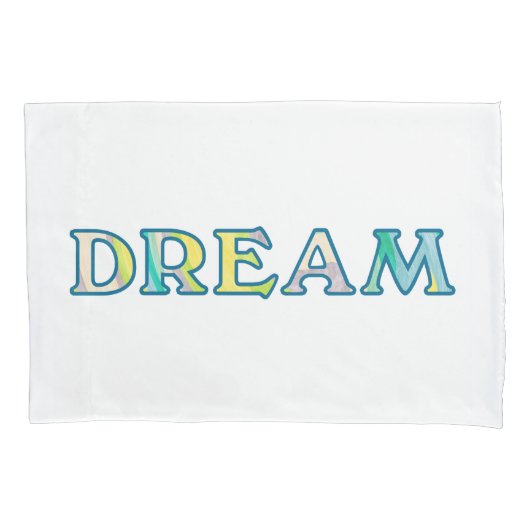 カラフルな絵画風のDREAMタイポグラフィ 枕カバー (正面)